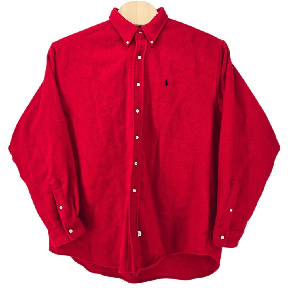Vintage Ralph Lauren Shirt Mens XXL 2XL 100% Wool Red Made In USA Holiday Christ